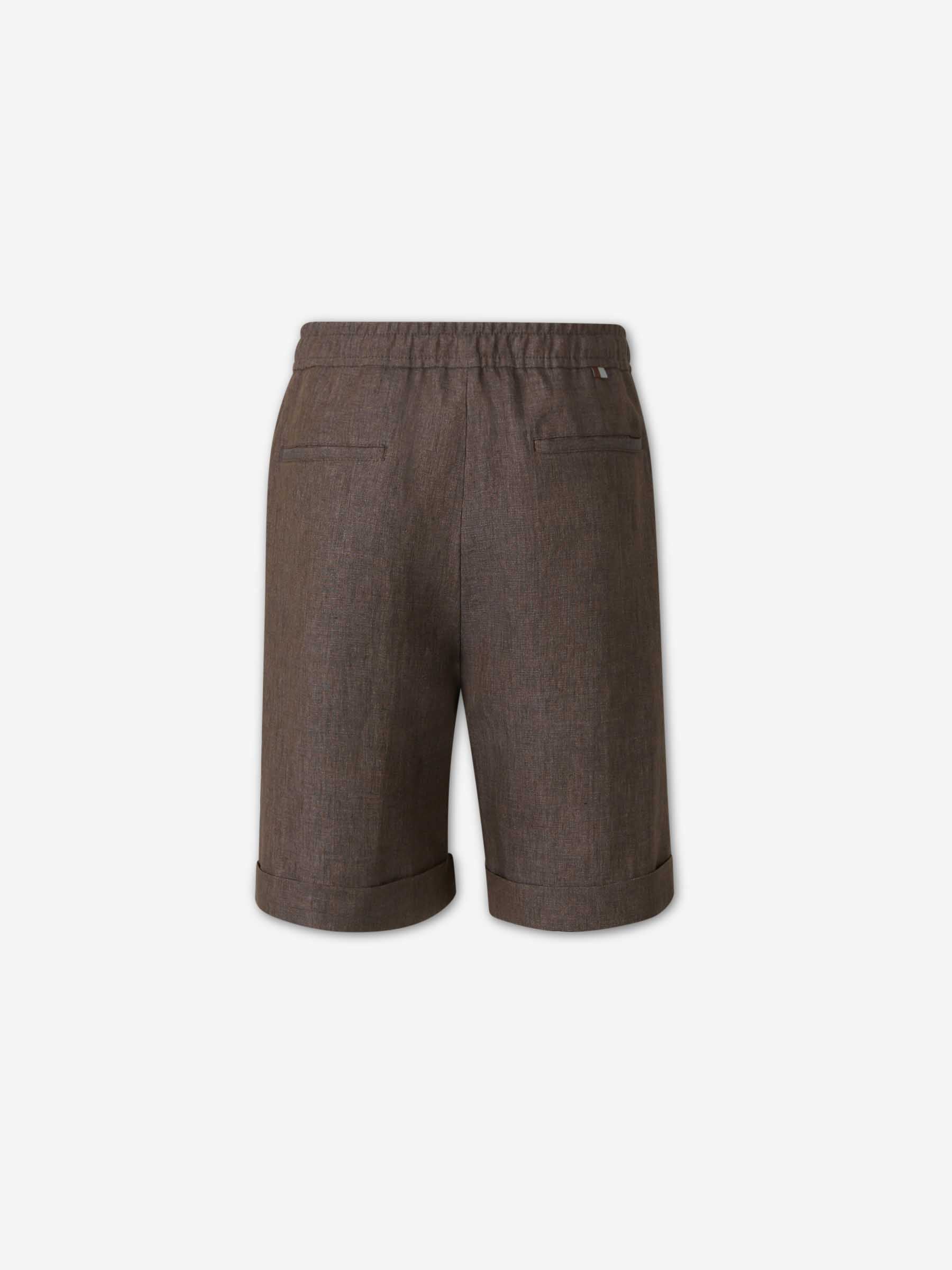 Canali Hombre Barcelona Bermudas Lisas Lino color Marrón Oscuro sku 523-001334 00 - Foto 2