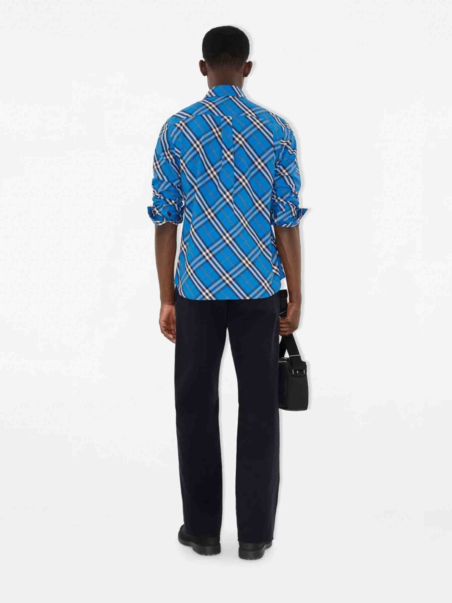 Burberry Hombre Barcelona Camisa Algodón Cuadros color Azul sku 531-006508 01 - Foto 2