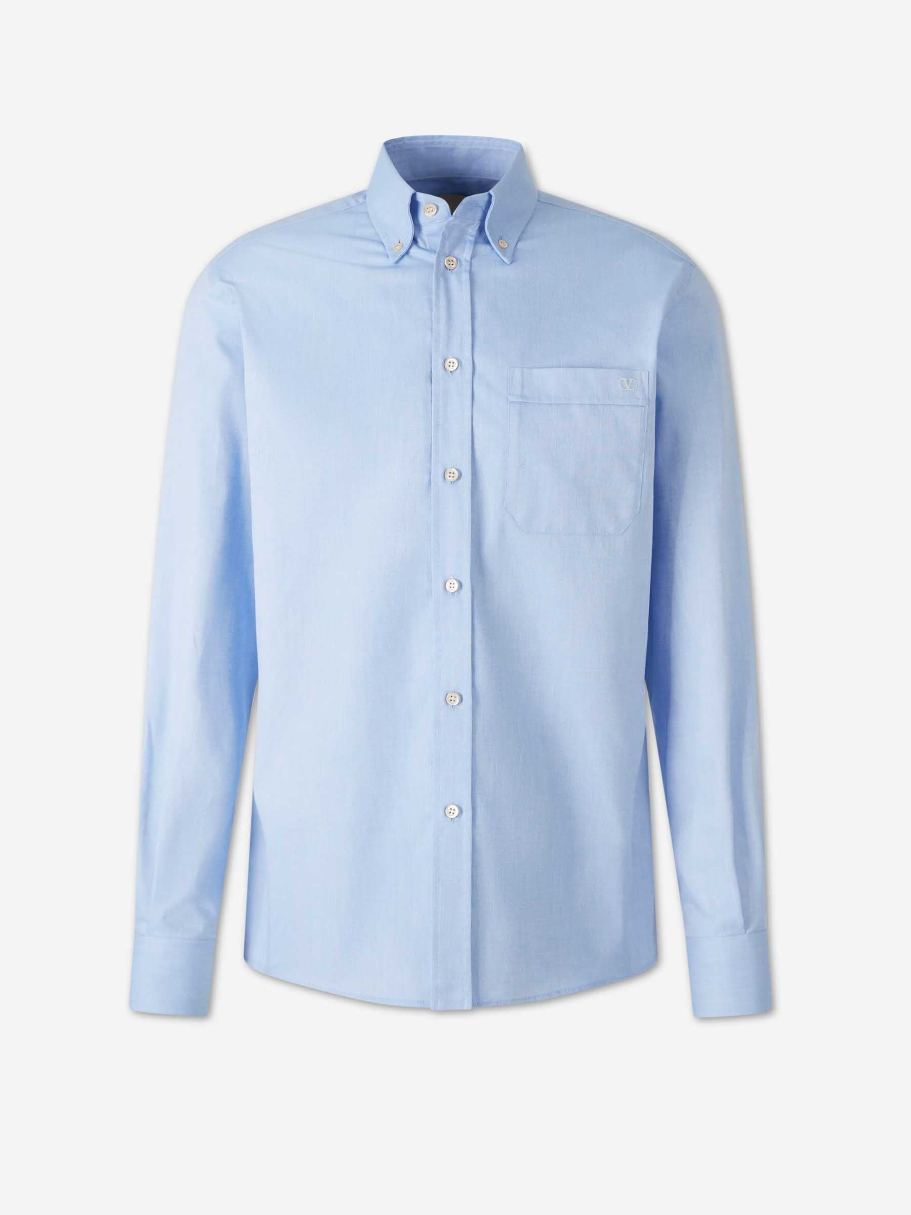 Valentino Hombre Barcelona Camisa Algodón Bolsillo color Azul Celeste sku 531-006515 01 - Foto 1
