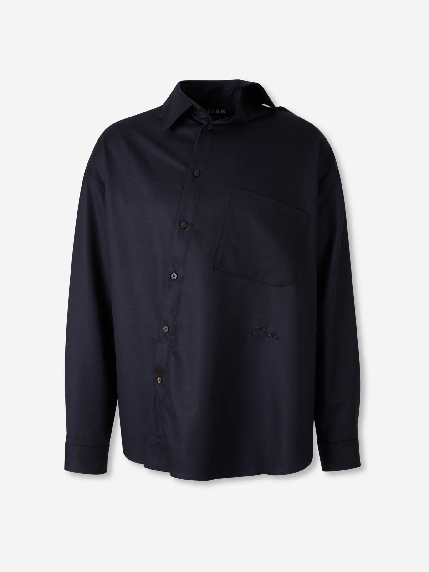 Jacquemus Hombre Barcelona Camisa Cuadro Asimétrica color Azul Noche sku 531-006516 01 - Foto 1