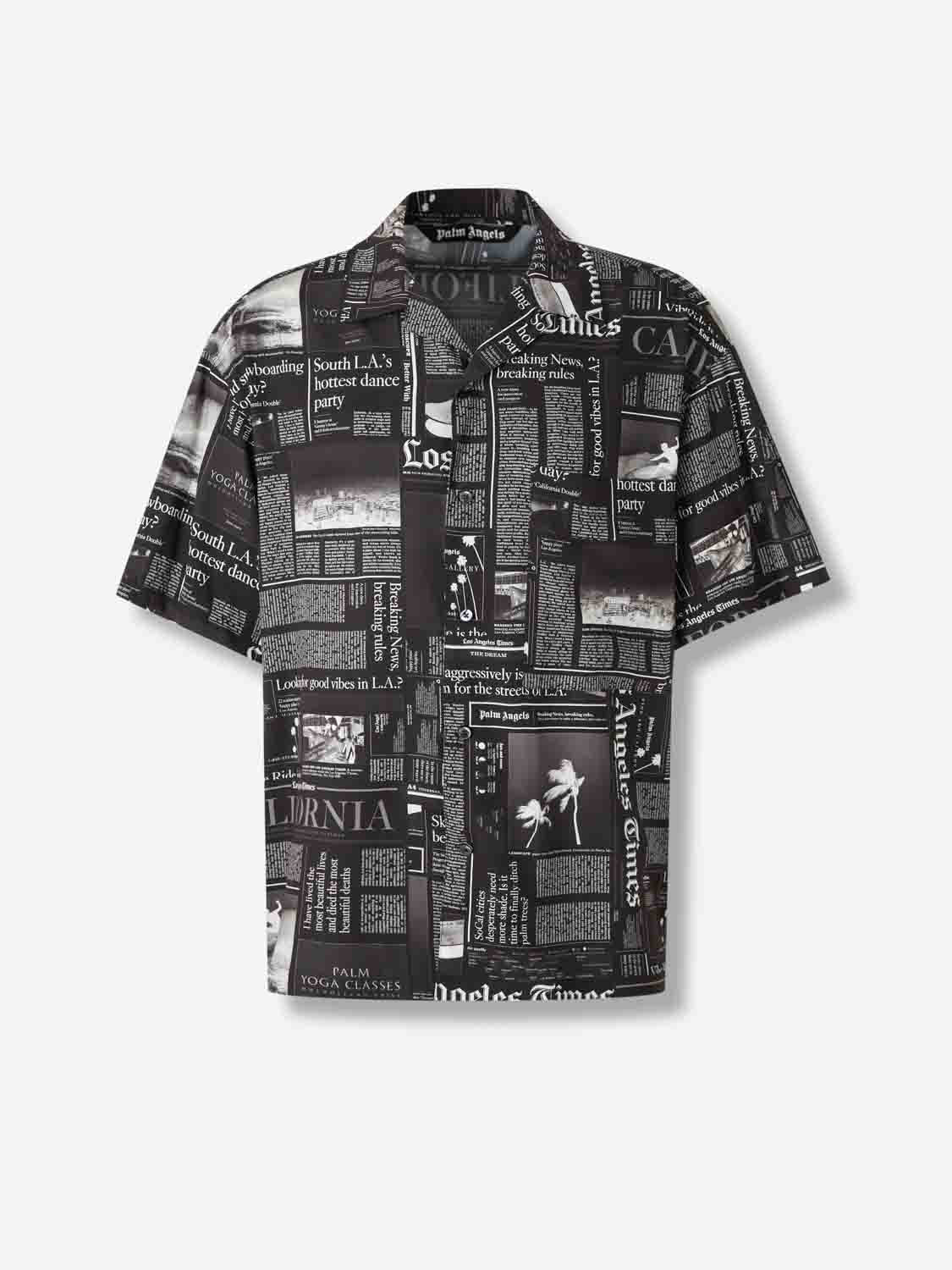 Palm Angels Hombre Barcelona Camiseta con motivo de periódico color Negro sku 531-006547 01 - Foto 1