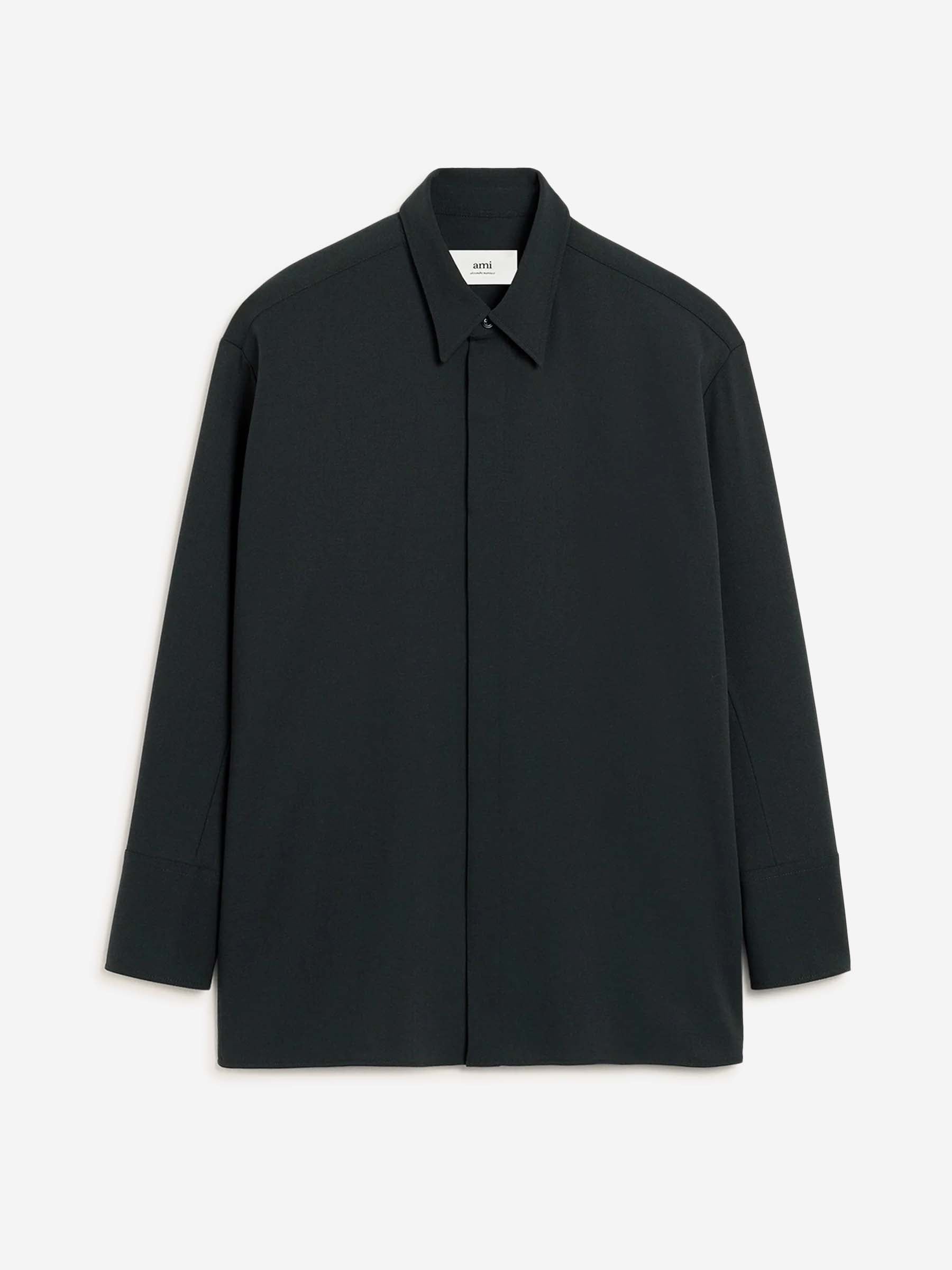 Ami Paris Hombre Barcelona Camisa de vestir Lana color Negro sku 531-006549 01 - Foto 1