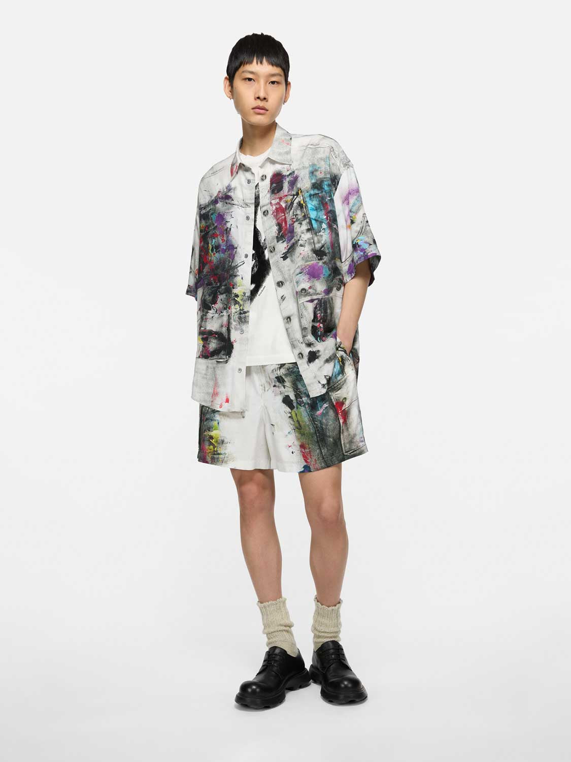 Acne Studios Hombre Barcelona Camisa Estampada Fluida color Violeta sku 531-006562 01 - Foto 2