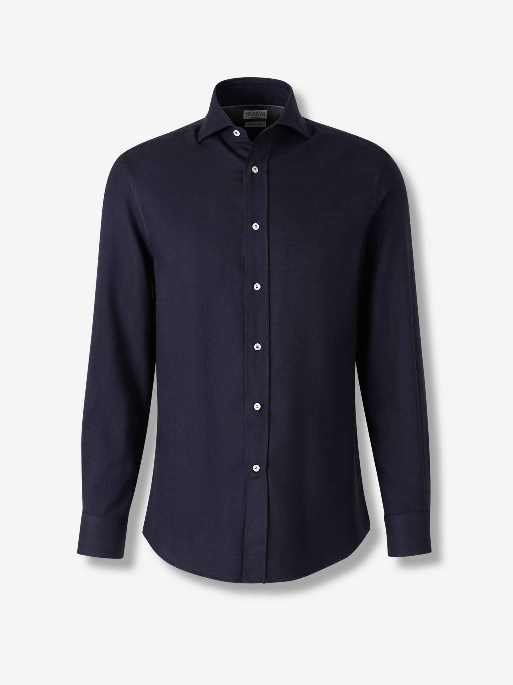 Brunello Cucinelli Hombre Barcelona Camisa Vestir Lisa color Azul Noche sku 531-006568 01 - Foto 1