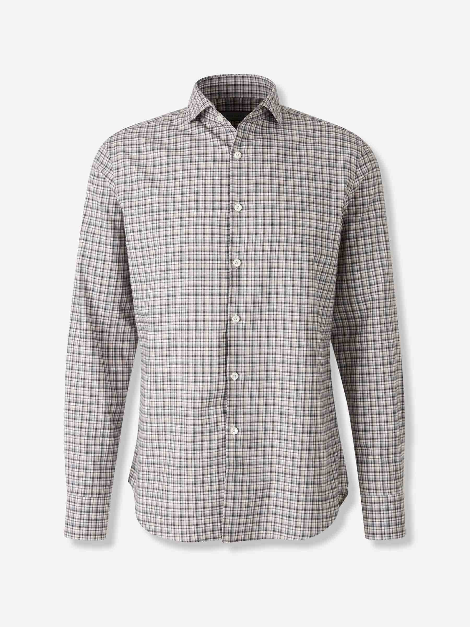 Canali Hombre Barcelona Camisa Motivo Cuadros color Burdeos sku 531-006602 02 - Foto 1