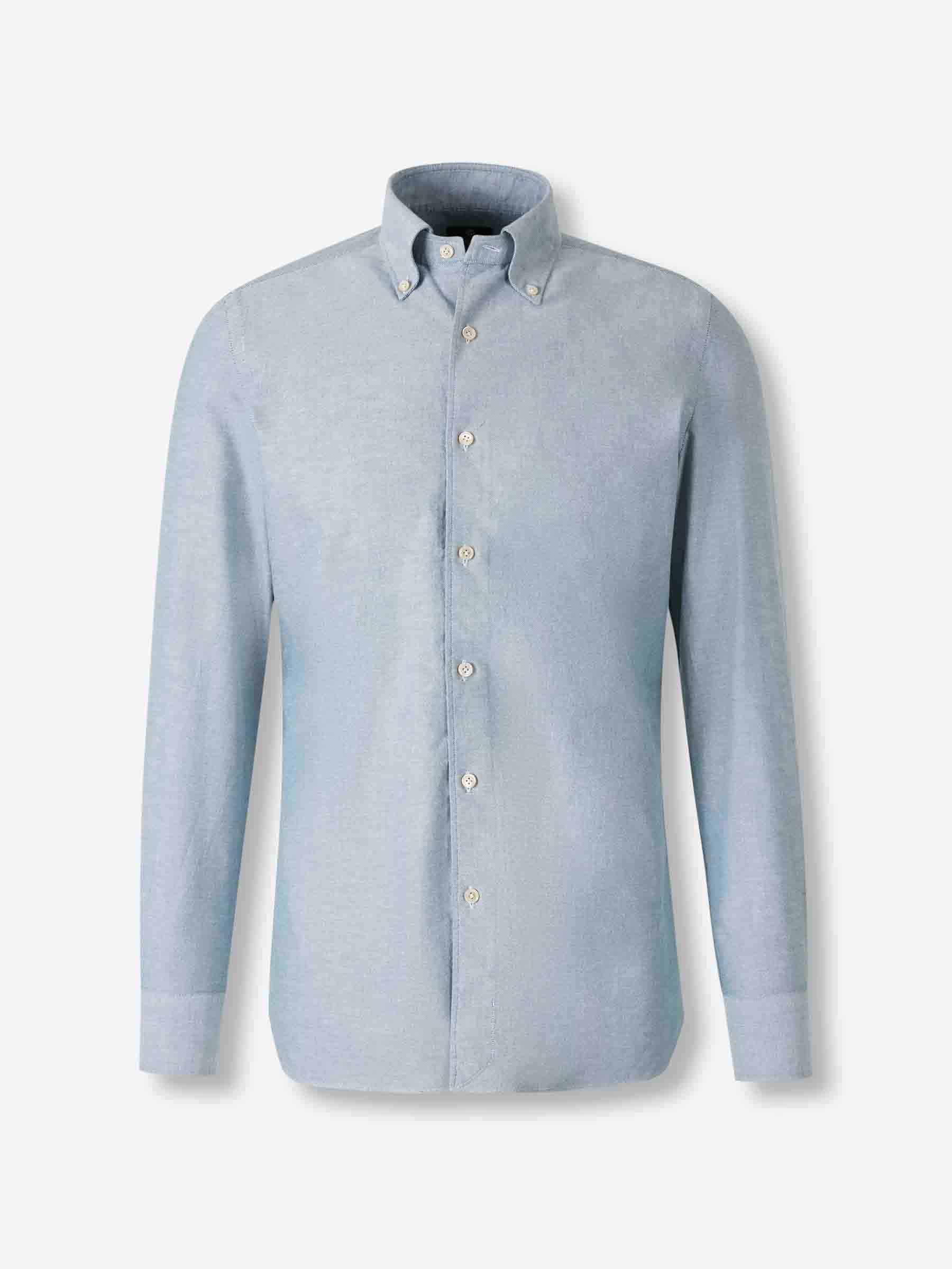 Borrelli Hombre Barcelona Camisa Lisa Algodón color Azul Celeste sku 531-006604 02 - Foto 1
