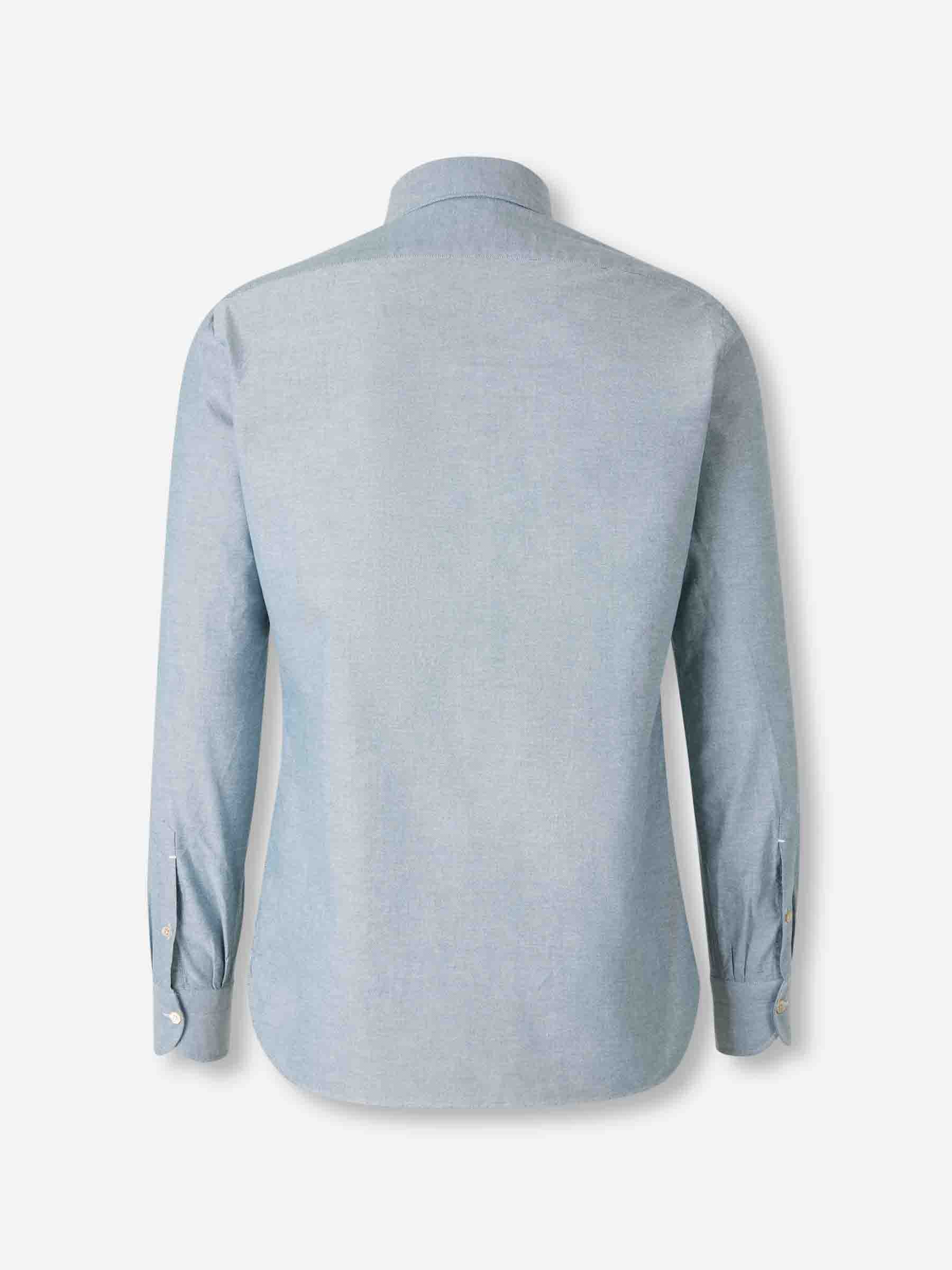 Borrelli Hombre Barcelona Camisa Lisa Algodón color Azul Celeste sku 531-006604 02 - Foto 2