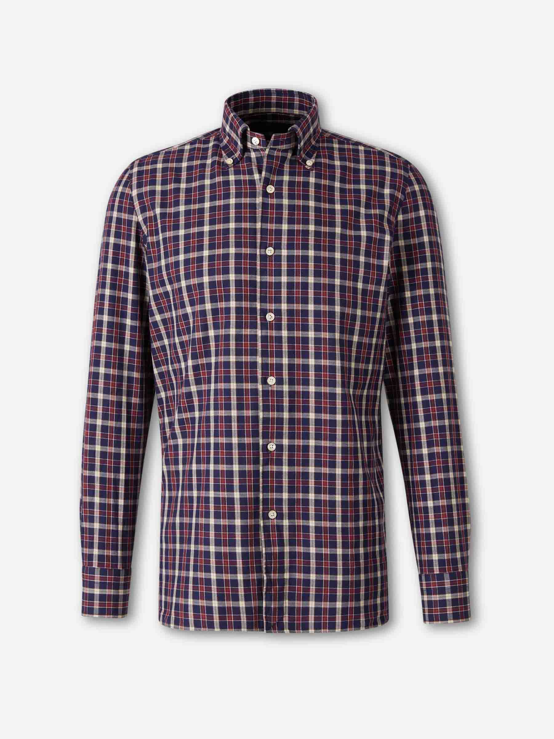 Borrelli Hombre Barcelona Camisa Motivo Cuadros color Burdeos sku 531-006605 03 - Foto 1