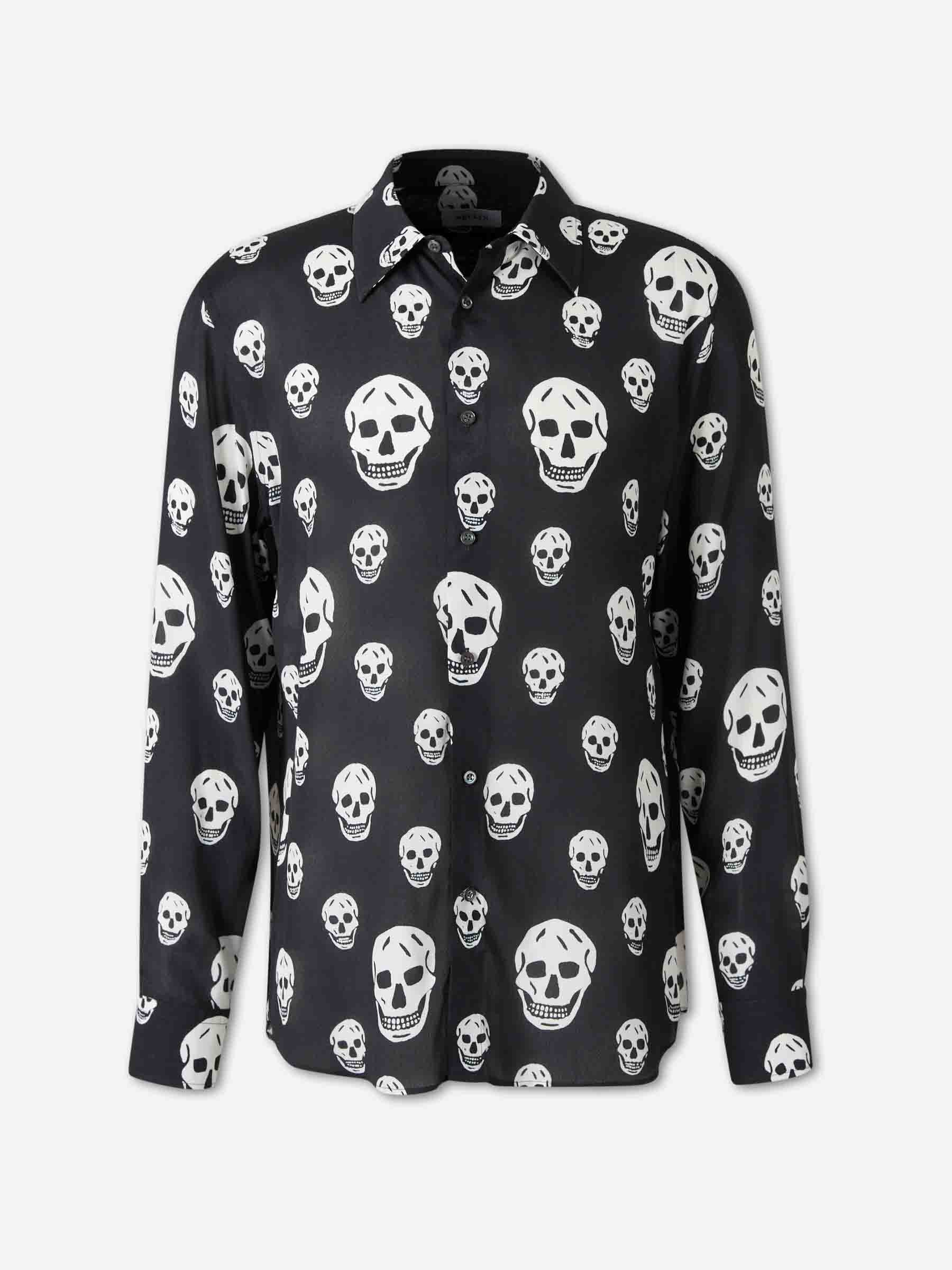 McQueen Hombre Barcelona Camisa Skull Print color Blanco Y Negro sku 531-006631 01 - Foto 1