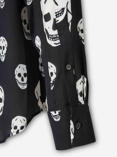 McQueen Hombre Barcelona Camisa Skull Print color Blanco Y Negro sku 531-006631 01 - Foto 4