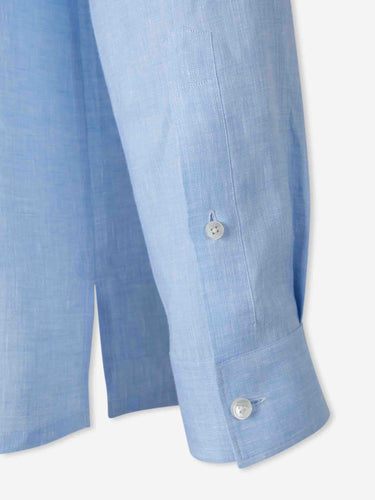 Zegna Hombre Barcelona Camisa Lisa Lino color Azul Celeste sku 531-006636 01 - Foto 4