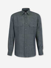 Brioni Hombre Barcelona Camisa Casual Lino color Verde Oscuro sku 531-006643 01 - Foto 1