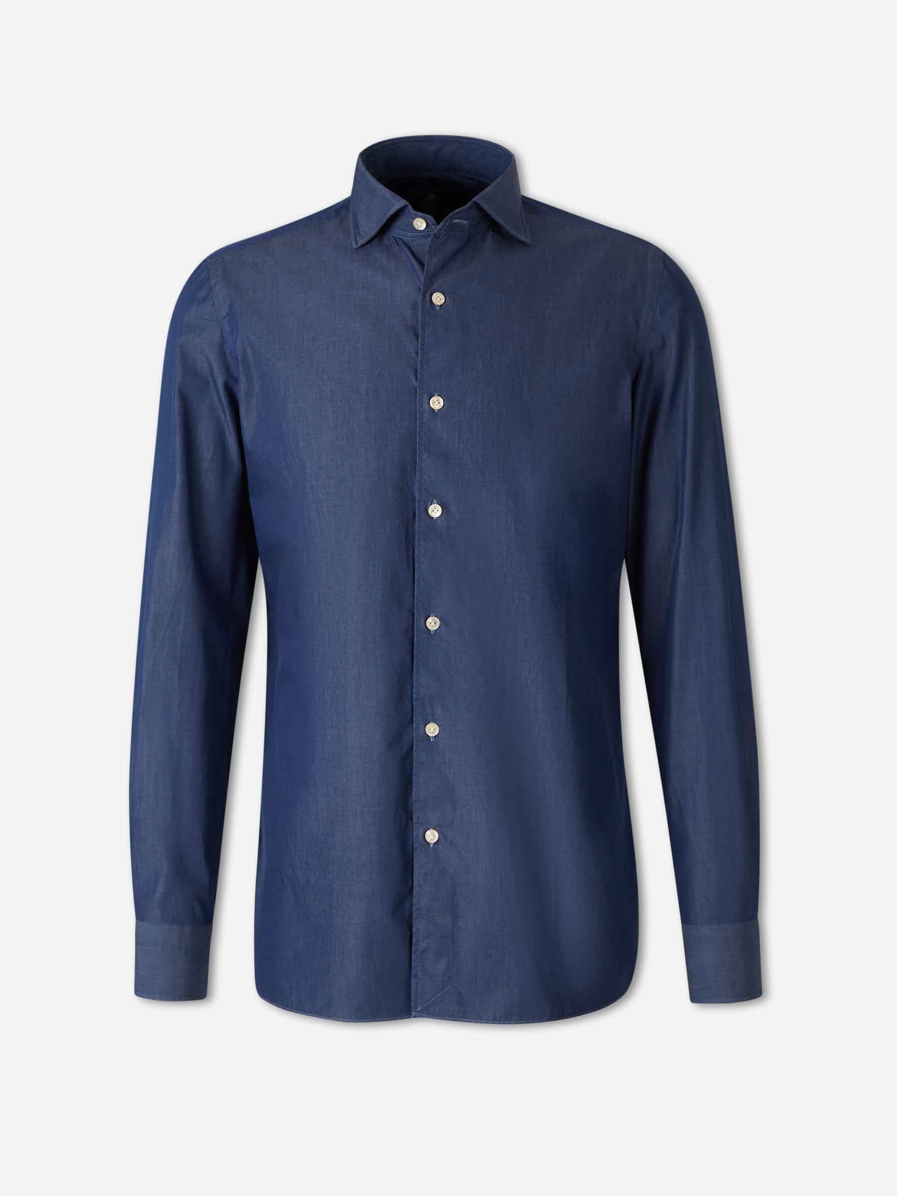 Luigi Borrelli Hombre Barcelona Camisa Lisa Algodón color Azul Denim Oscuro sku 531-006659 01 - Foto 1