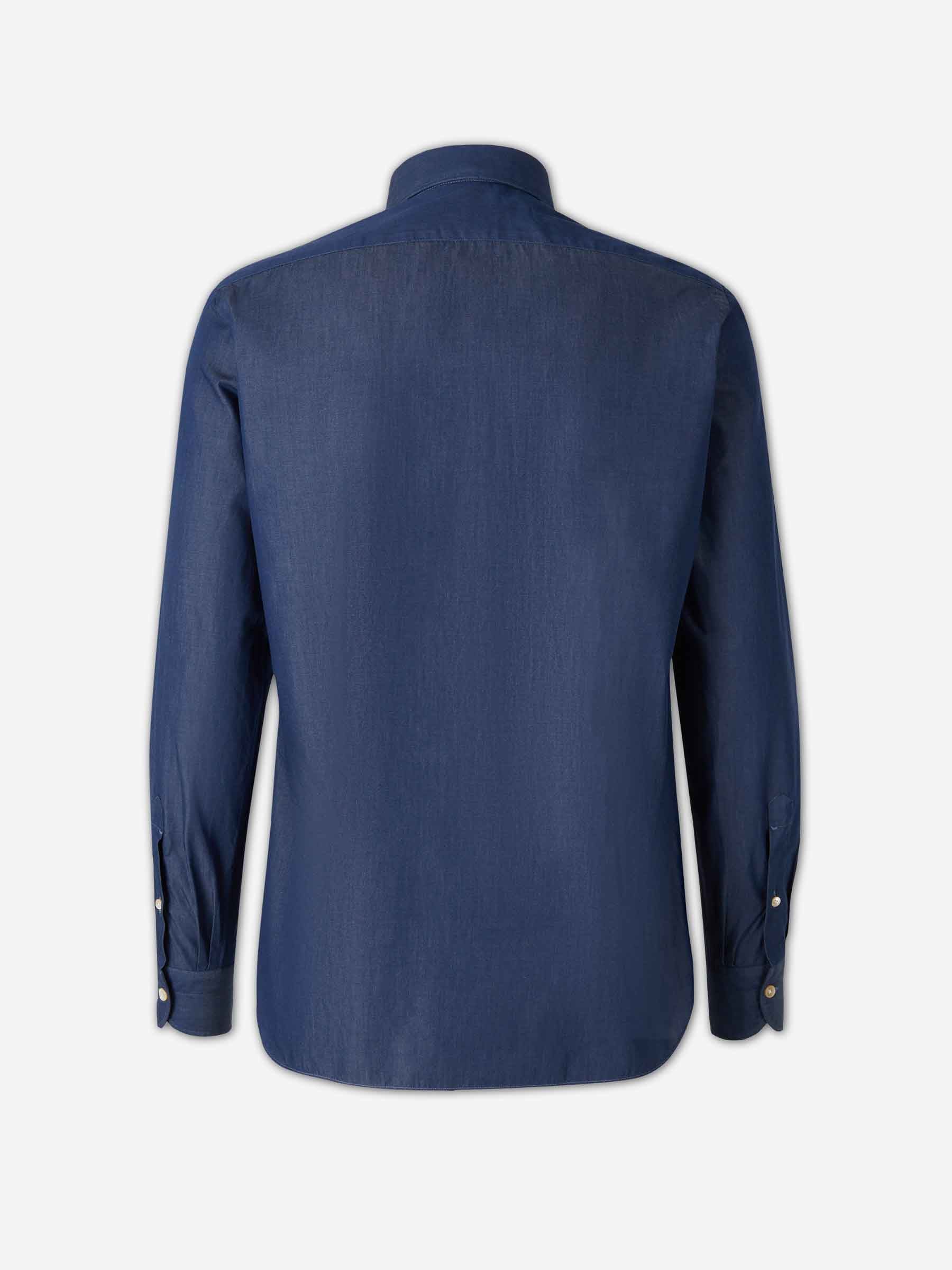 Luigi Borrelli Hombre Barcelona Camisa Lisa Algodón color Azul Denim Oscuro sku 531-006659 01 - Foto 2