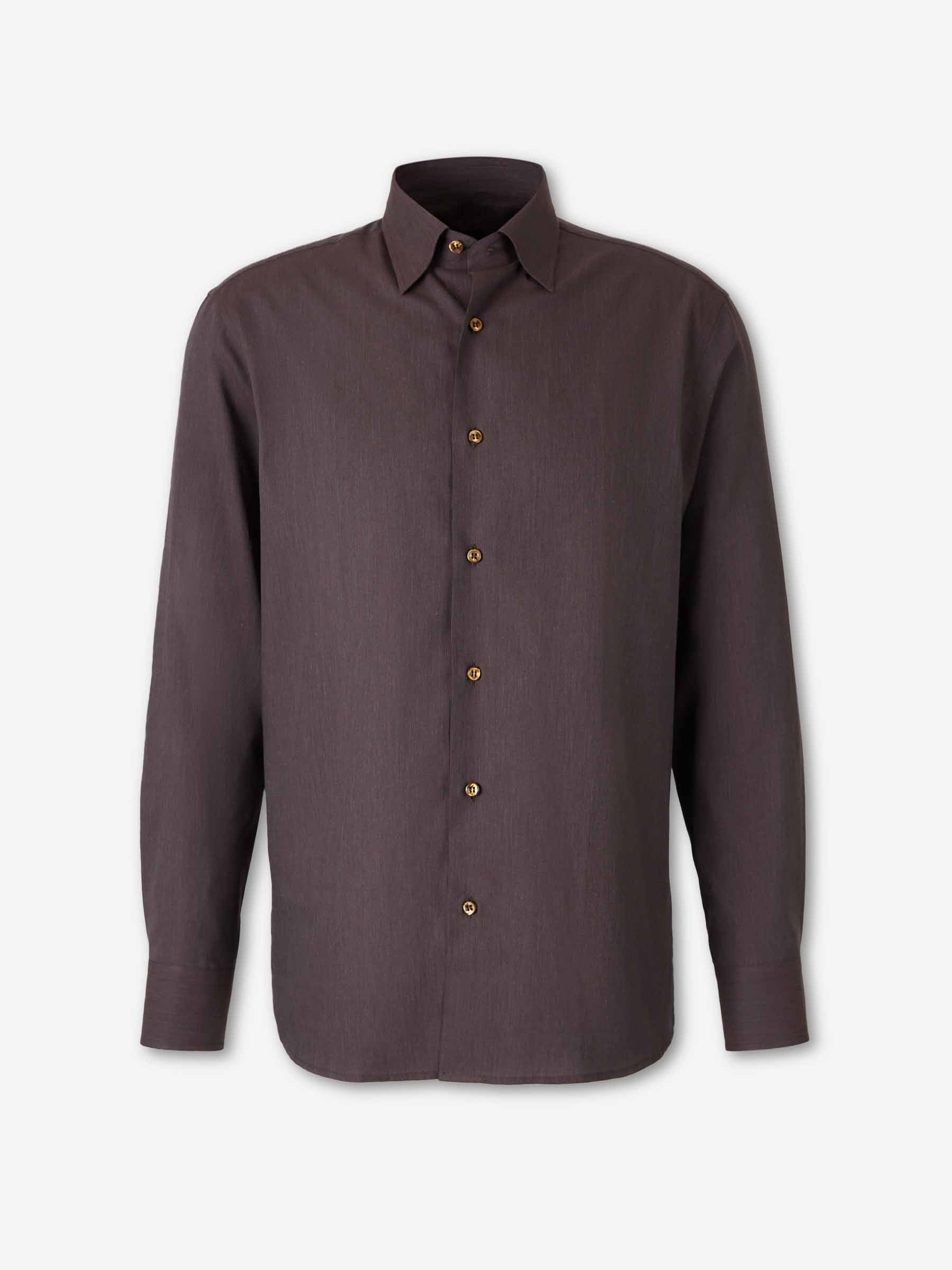 Brioni Hombre Barcelona Camisa Lisa Algodón color Marrón Oscuro sku 531-006662 01 - Foto 1