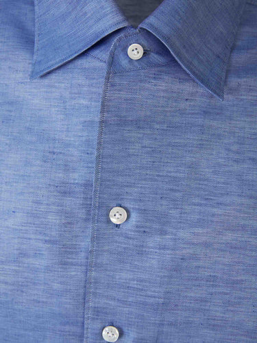 Fray Hombre Barcelona Camisa Fil a Fil Lino color Azul Celeste sku 531-006691 02 - Foto 3