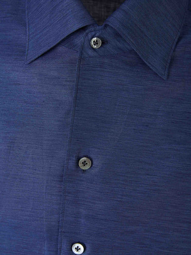 Fray Hombre Barcelona Camisa Fil a Fil Lino color Azul Marino sku 531-006691 03 - Foto 3
