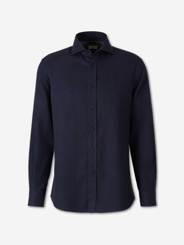 Brunello Cucinelli Hombre Barcelona Camisa Lisa Algodón color Azul Marino sku 531-006765 01 - Foto 1