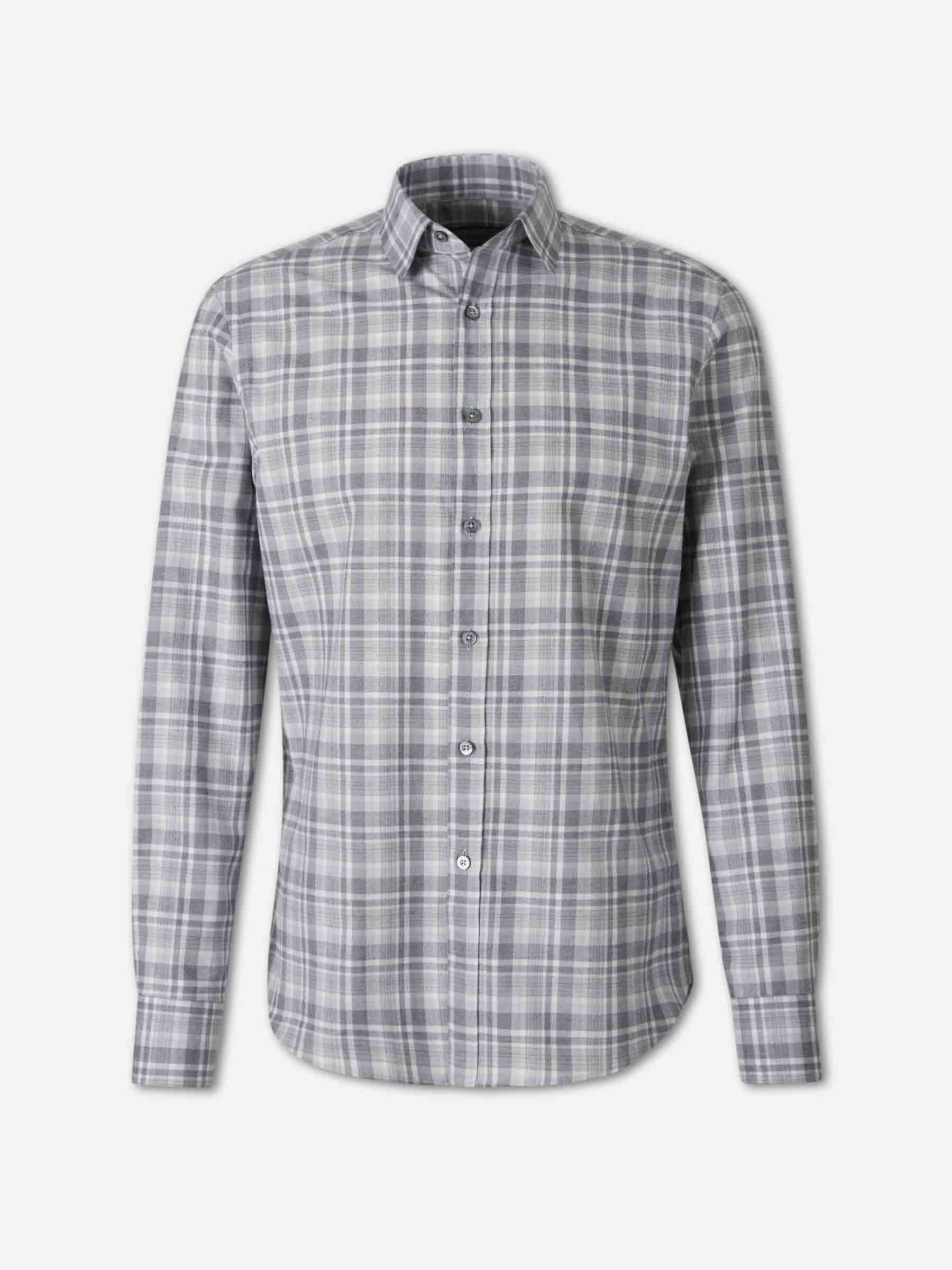 Canali Hombre Barcelona Camisa Cuadros Algodón color Gris sku 531-006774 01 - Foto 1