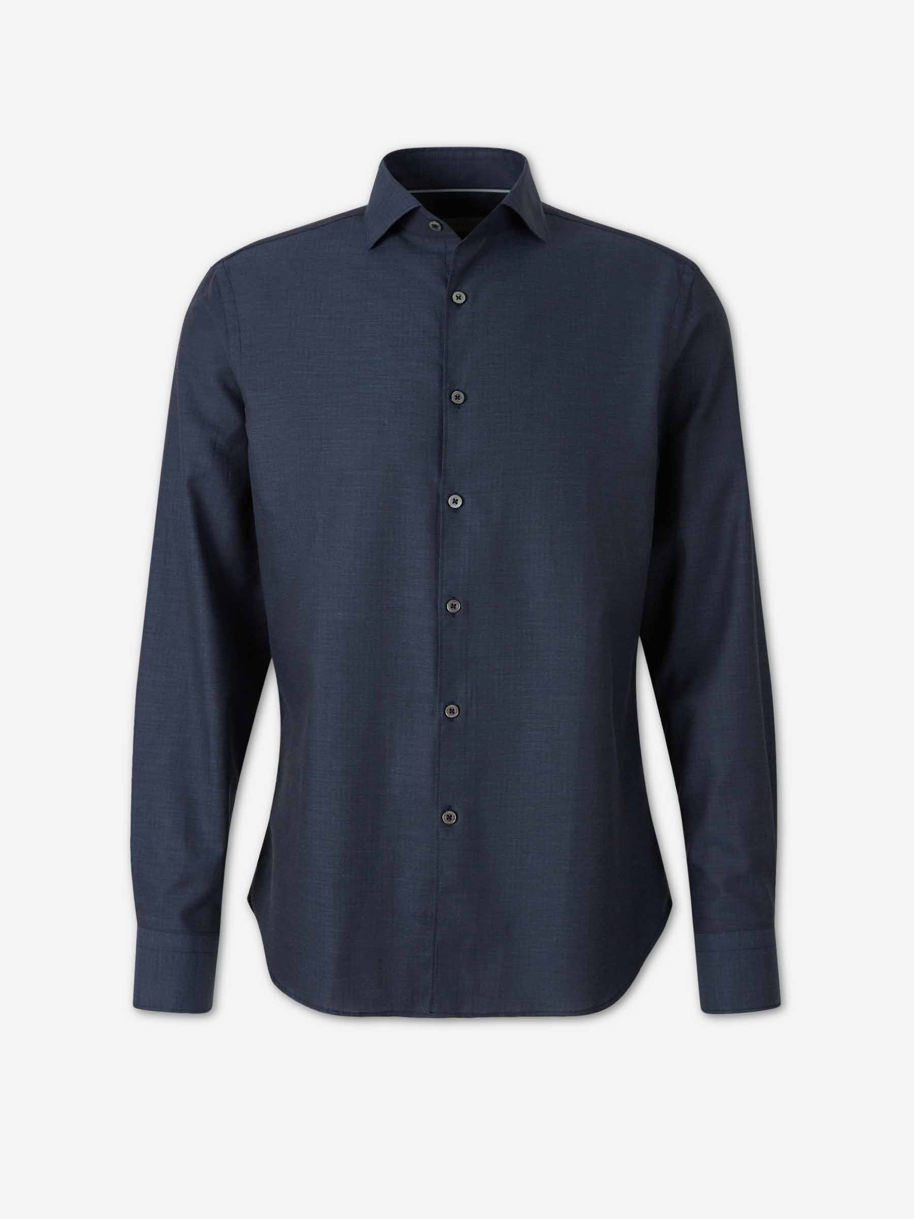 Canali Hombre Barcelona Camisa Lisa Algodón color Azul Noche sku 531-006775 02 - Foto 1