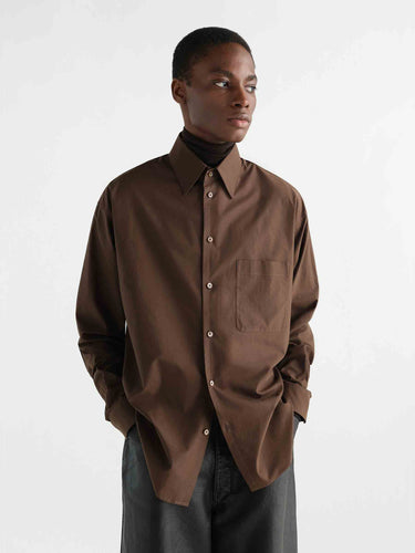 Lemaire Hombre Barcelona Camisa Lisa Algodón Seda color Marrón sku 531-006792 01 - Foto 2