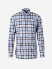 Luigi Borrelli Hombre Barcelona Camisa Estampada Cuadros color Azul Celeste sku 531-006832 01 - Foto 1
