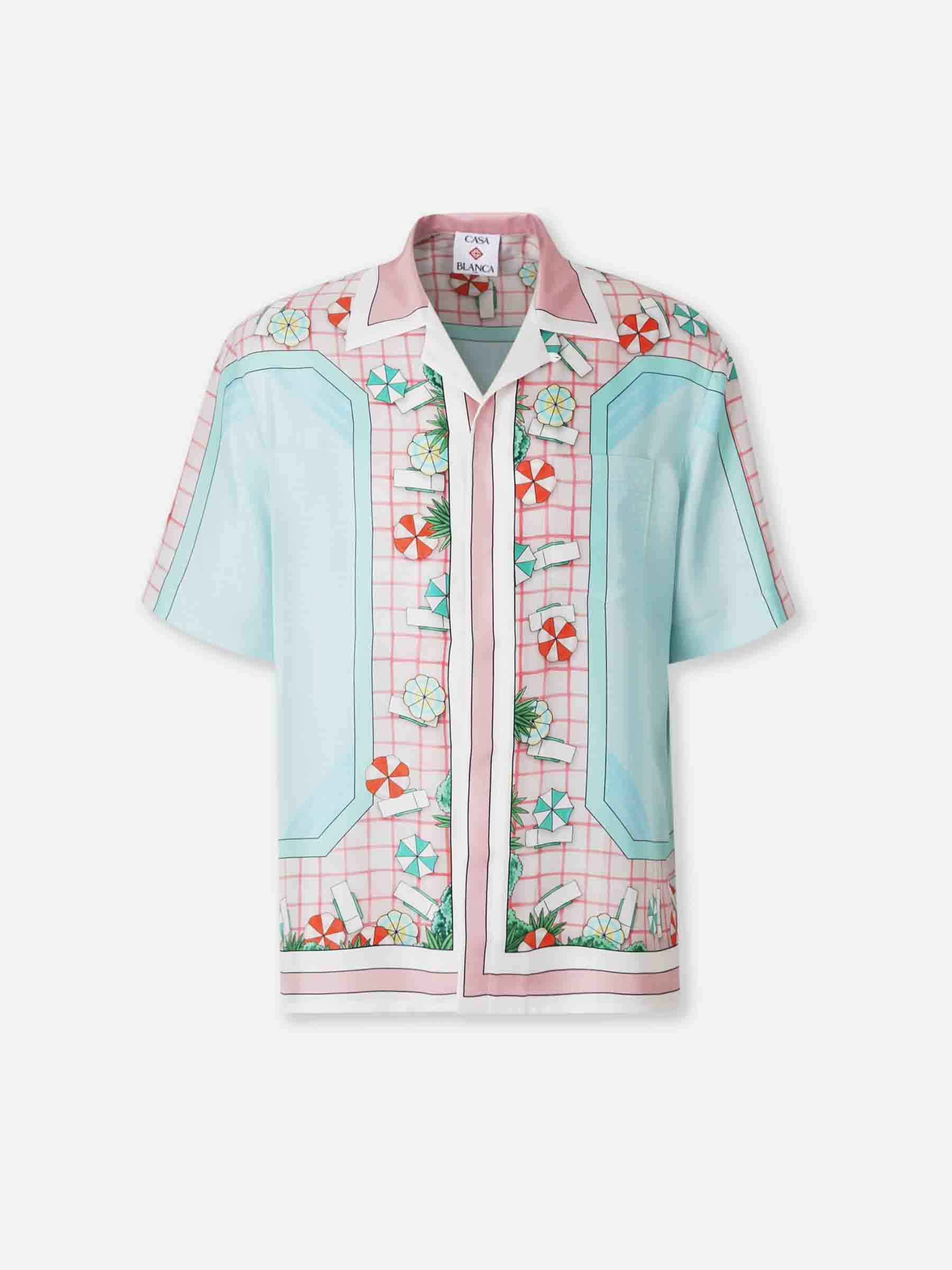 Casablanca Hombre Barcelona Camisa Seda Estampada color Azul Celeste sku 532-000684 03 - Foto 1