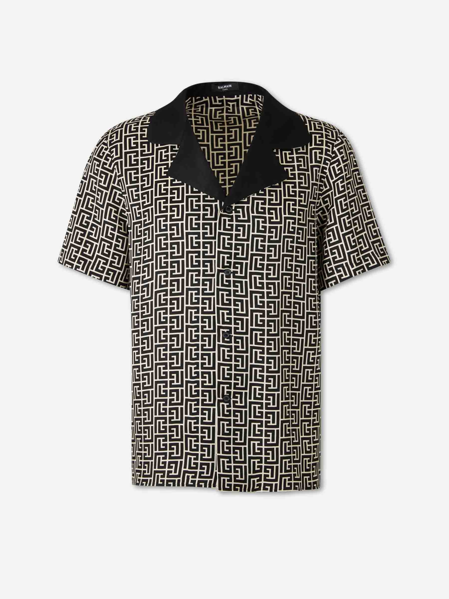 Balmain Hombre Barcelona Camisa Fluida Monograma color Blanco Y Negro sku 532-000710 01 - Foto 1