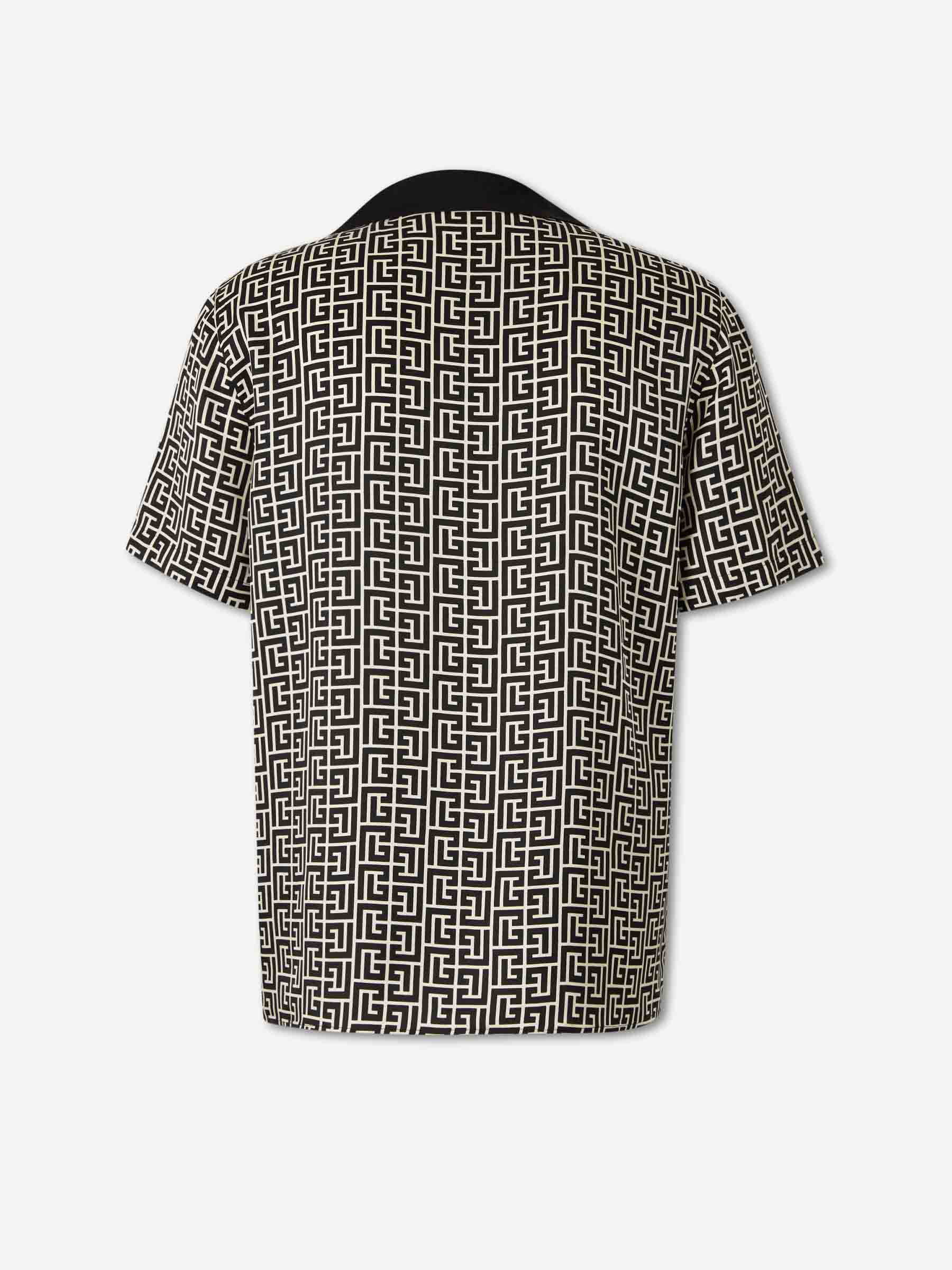 Balmain Hombre Barcelona Camisa Fluida Monograma color Blanco Y Negro sku 532-000710 01 - Foto 2