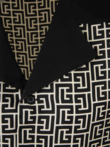 Balmain Hombre Barcelona Camisa Fluida Monograma color Blanco Y Negro sku 532-000710 01 - Foto 4