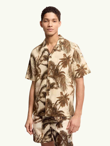 Moncler Hombre Barcelona Camisa Motivo Palmeras Lino color Beige sku 532-000733 01 - Foto 2