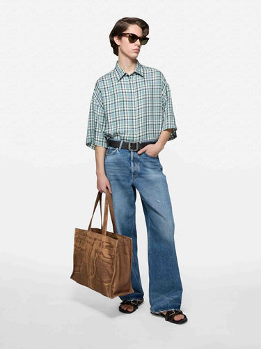 Acne Studios Hombre Barcelona Camisa Ancha Cuadros color Azul Turquesa sku 532-000773 01 - Foto 2