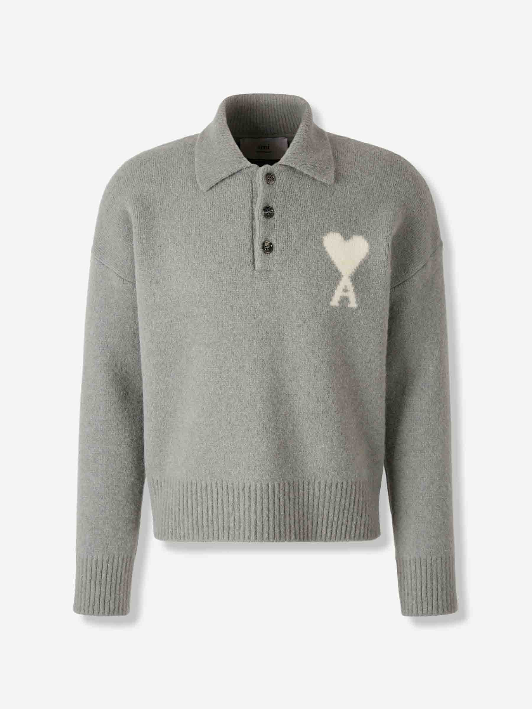 Ami Paris Hombre Barcelona Jersey Cuello Polo color Gris sku 542-002509 02 - Foto 1