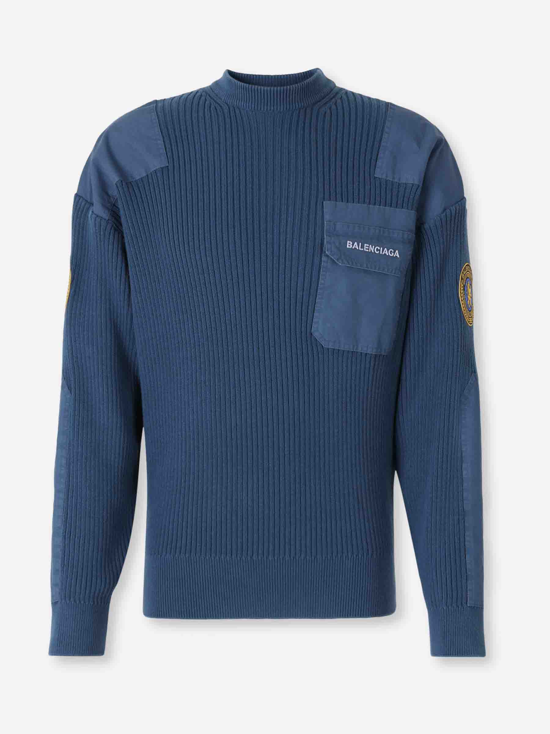 Balenciaga Hombre Barcelona Jersey Cuello Redondo color Azul Índigo sku 542-002559 01 - Foto 1
