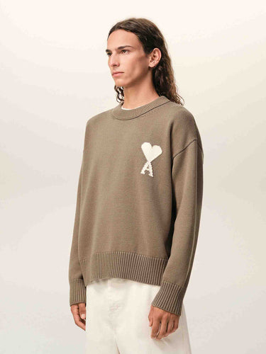 Ami Paris Hombre Barcelona Jersey Cuello Redondo color Taupe sku 542-002586 01 - Foto 2