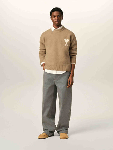 Ami Paris Hombre Barcelona Jersey Cuello Redondo color Camel sku 542-002609 01 - Foto 2