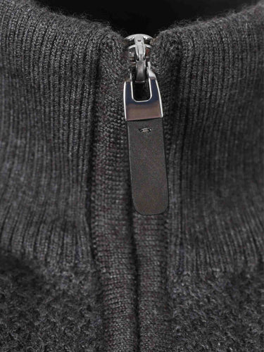 Zegna Hombre Barcelona Cárdigan Cremallera Cashmere Seda color Gris Antracita sku 542-002625 01 - Foto 3