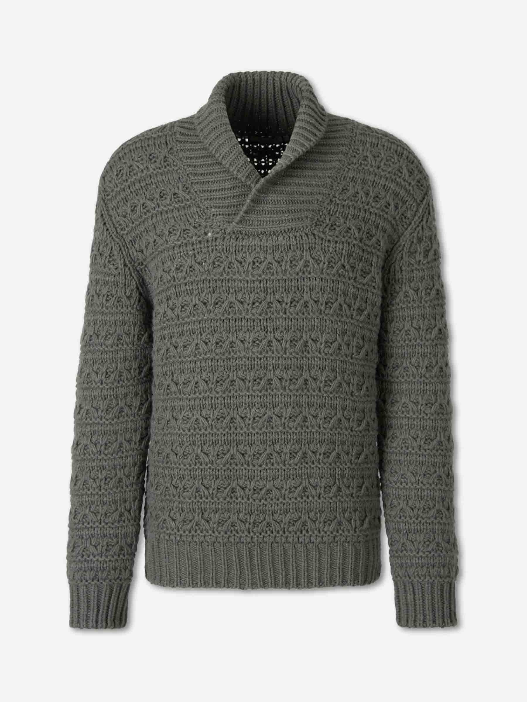 Canali Hombre Barcelona Jersey Grueso Cuello Pico color Verde Militar sku 542-002662 01 - Foto 1