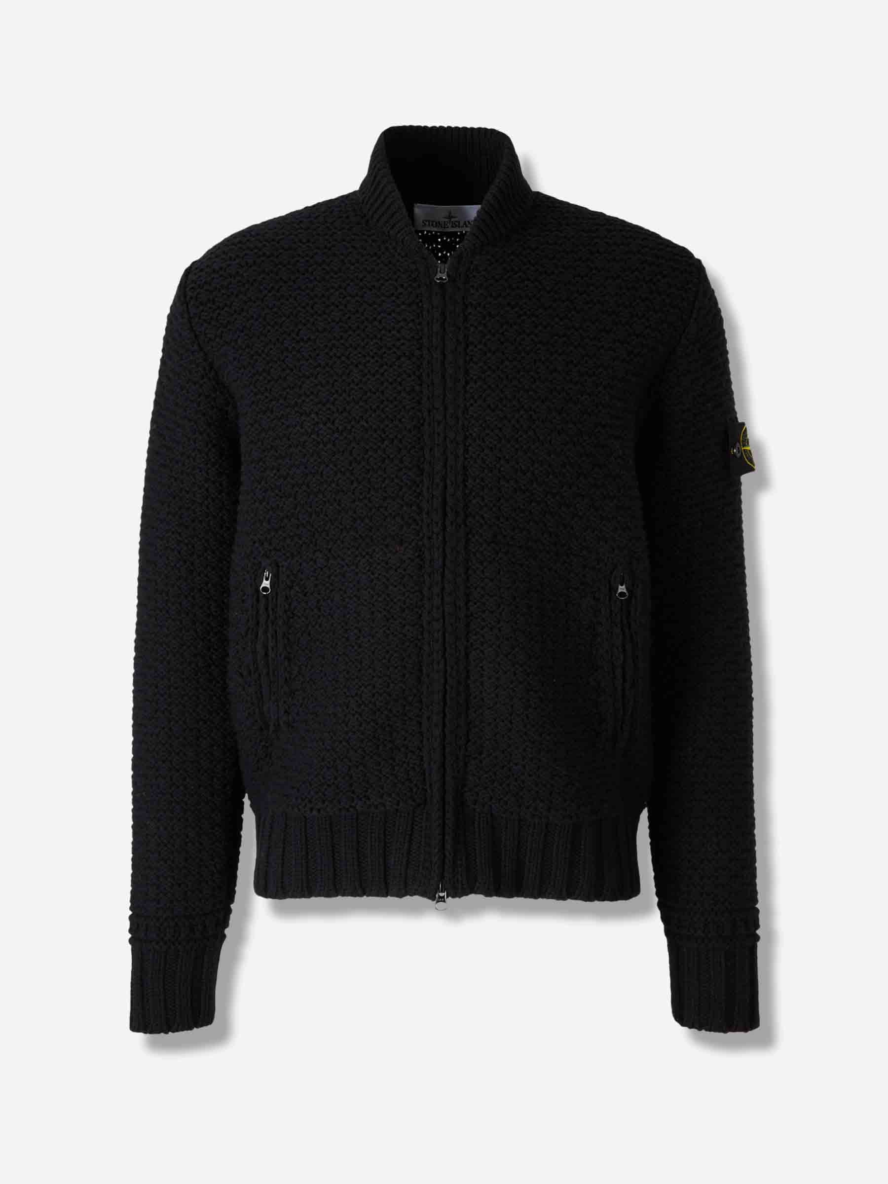 Stone Island Hombre Barcelona Cárdigan Punto Bomber color Negro sku 543-001024 01 - Foto 1