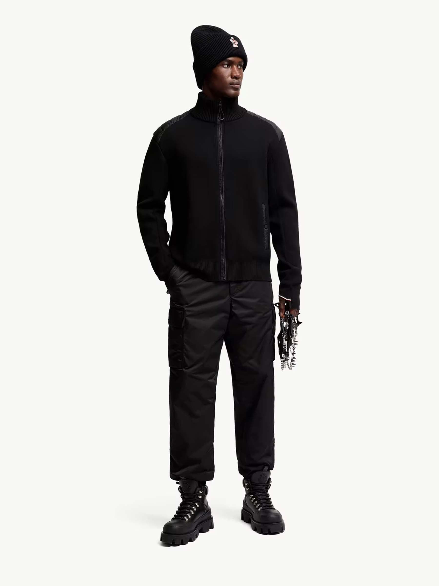 Moncler Grenoble Hombre Barcelona Cárdigan Cremallera Lana color Negro sku 543-001027 01 - Foto 2