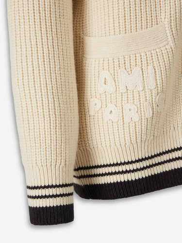 Ami Paris Hombre Barcelona Cárdigan Punto Lana color Beige sku 543-001094 01 - Foto 4