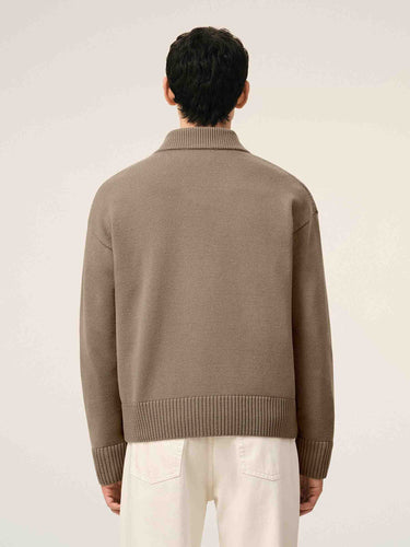 Ami Paris Hombre Barcelona Cárdigan Punto Lana color Taupe sku 543-001095 01 - Foto 3