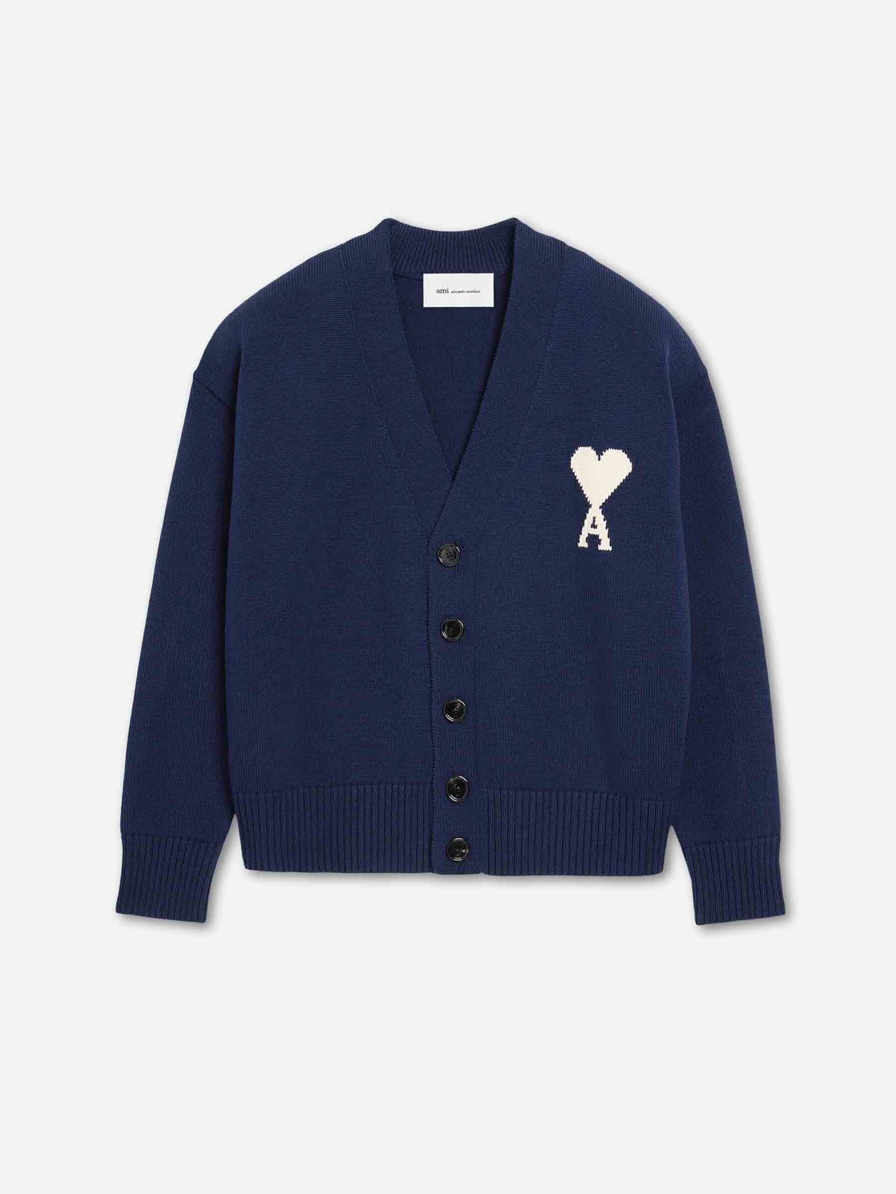 Ami Paris Hombre Barcelona Cárdigan Punto Lana color Azul Marino sku 543-001095 02 - Foto 1