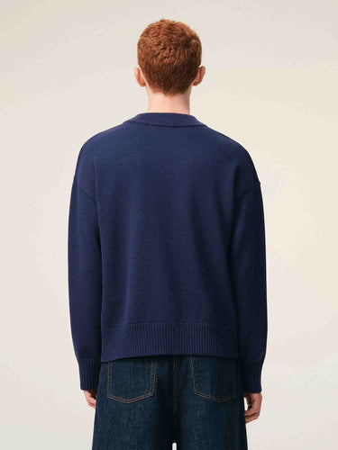 Ami Paris Hombre Barcelona Cárdigan Punto Lana color Azul Marino sku 543-001095 02 - Foto 3