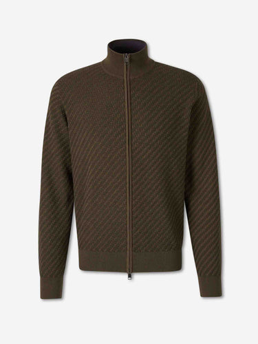 Brioni Hombre Barcelona Cárdigan Cremallera Trenzado color Verde Militar sku 543-001111 01 - Foto 1