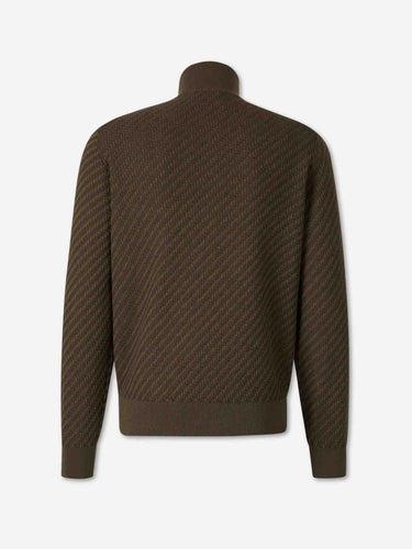 Brioni Hombre Barcelona Cárdigan Cremallera Trenzado color Verde Militar sku 543-001111 01 - Foto 2