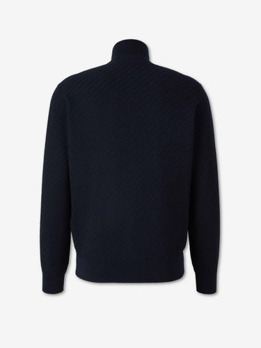Brioni Hombre Barcelona Cárdigan Cremallera Trenzado color Azul Marino sku 543-001111 02 - Foto 2
