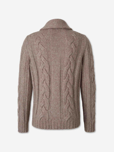 Gran Sasso Hombre Barcelona Cárdigan Trenzado Lana color Camel sku 543-001126 01 - Foto 2