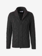 Gran Sasso Hombre Barcelona Cárdigan Trenzado Lana color Gris Antracita sku 543-001126 02 - Foto 1