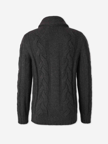 Gran Sasso Hombre Barcelona Cárdigan Trenzado Lana color Gris Antracita sku 543-001126 02 - Foto 2